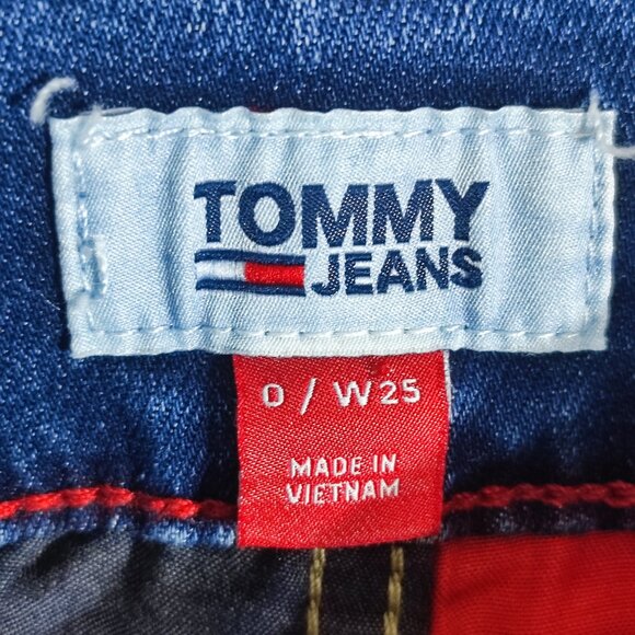 Tommy Hilfiger Jeans women's sz 0/W25 denim blue wide leg crop factorydistressed - Picture 6 of 16